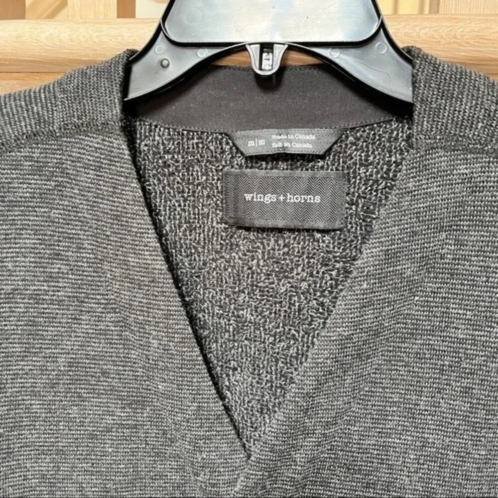 Wings+Horns Knit Mixed Pile Cardigan in Medium Black M